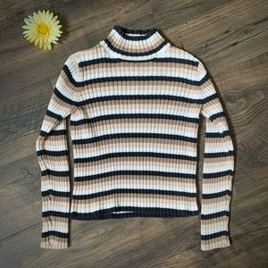 Striped shimmery mock neck top ST. JOHN'S BAY small